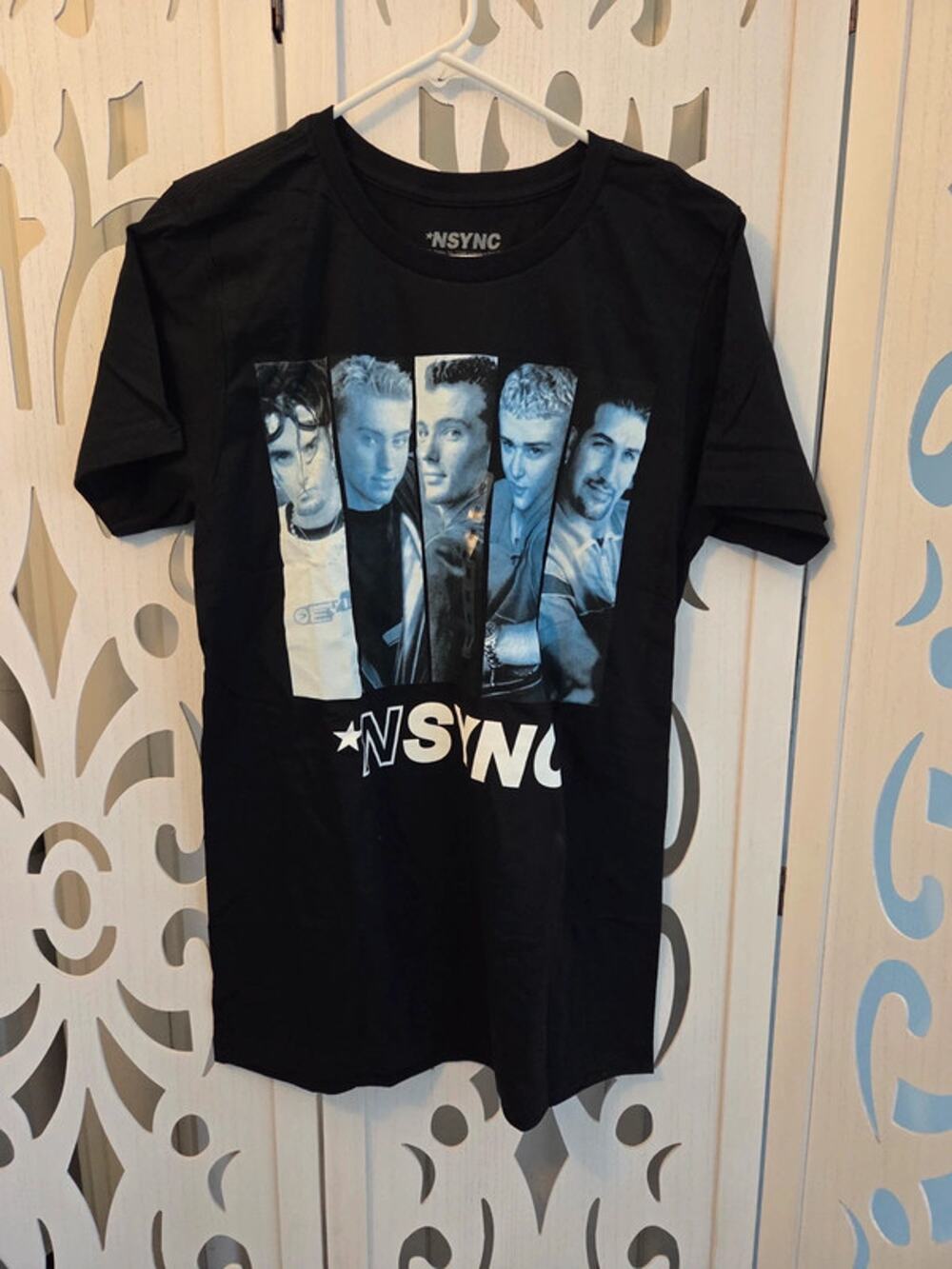 NSYNC Graphic T Shirt Boy Band Faces Black Tee Medium 100% Cotton NWT
